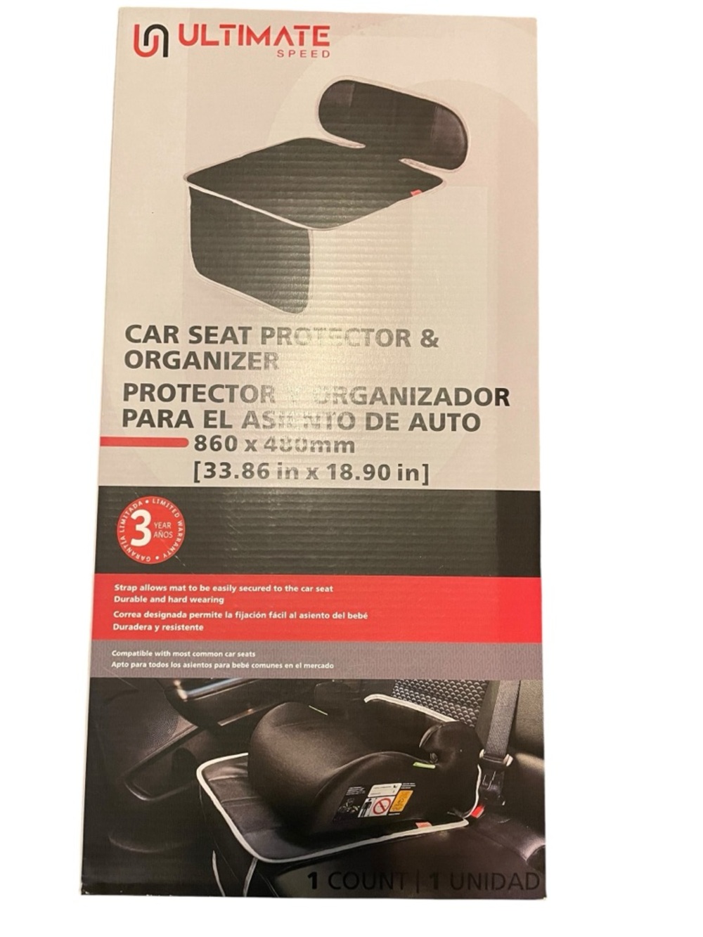 Ultimate Speed Black Car Seat Protector & Organizer